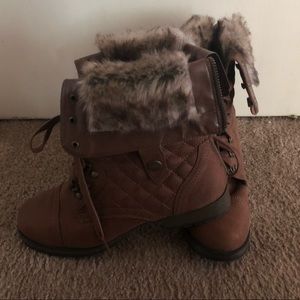 Just Fab Brown Faux Fur Boots Sz 9